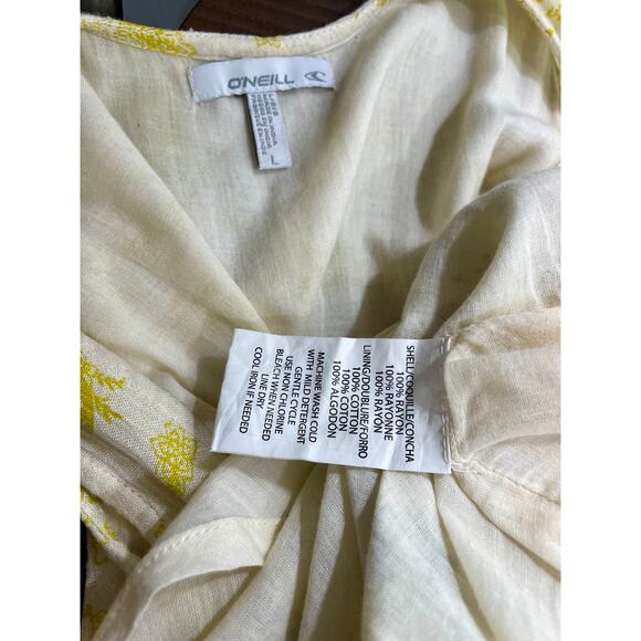 O’Neill Boho Sleeveless Sundress Yellow Green Floral Fit & Flare Mini Dress - Picture 8 of 9
